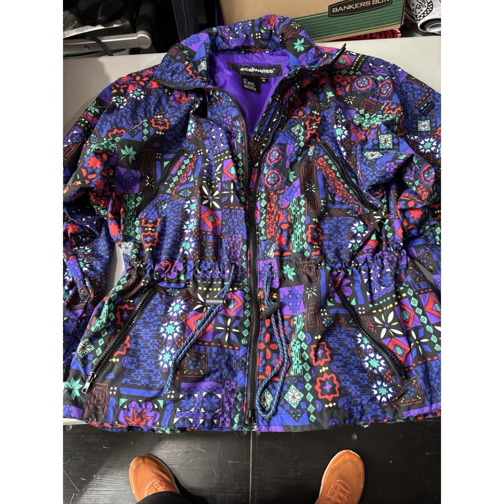 Vintage Edelweiss Skiwear Women's XL Jacket Made In Hong Kong Retro Abstract